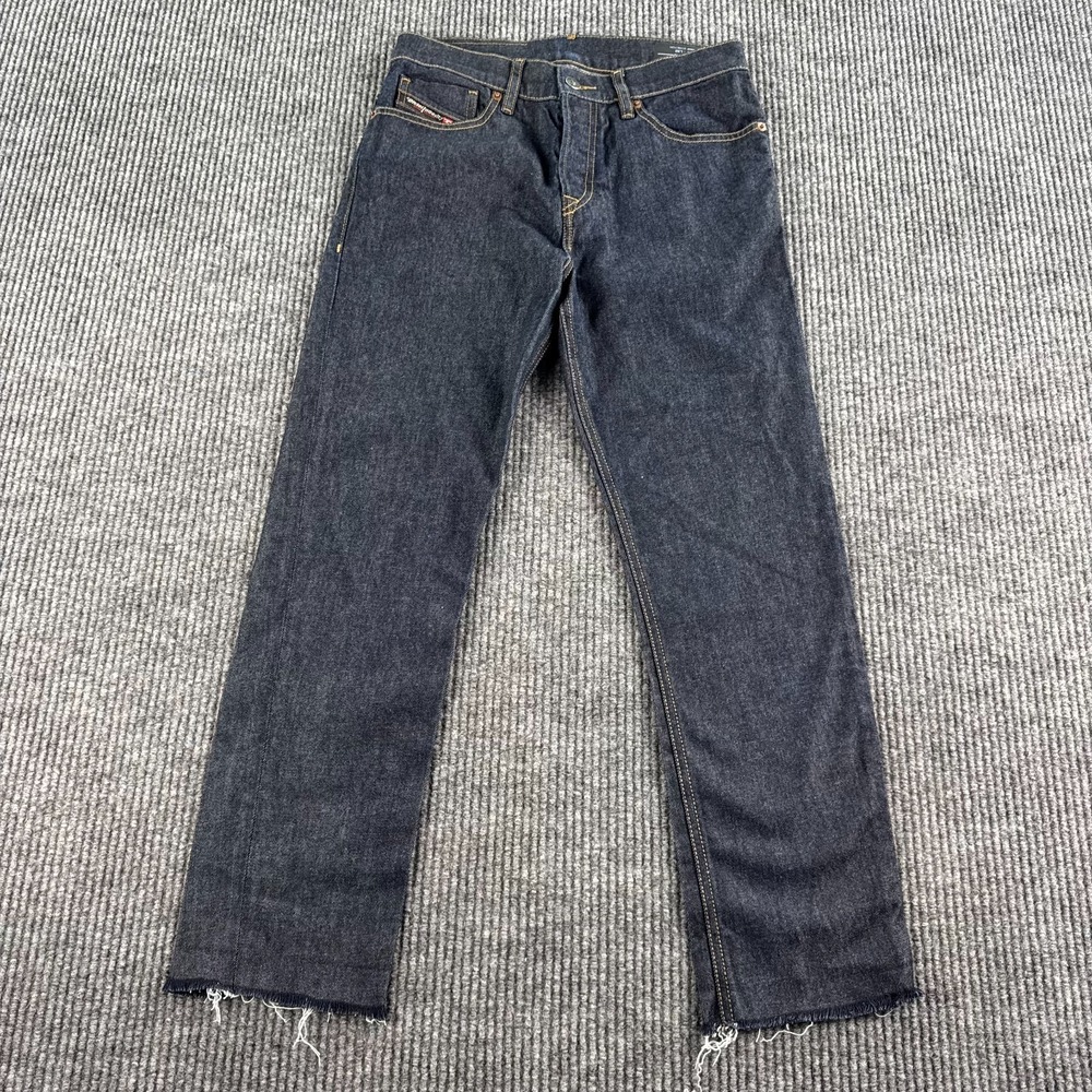 Diesel Jeans Men 27x26 Blue Stretch Denim Button Fly Baggy Altered Cropped Hem